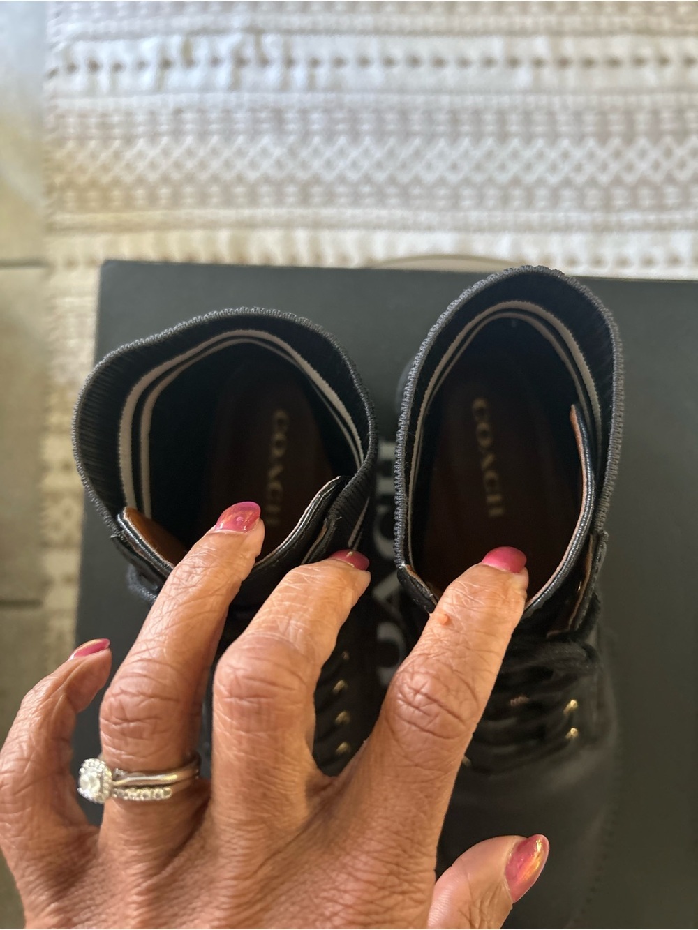 Coach Black Leather Combat Boots 10 - Picture 11 of 11